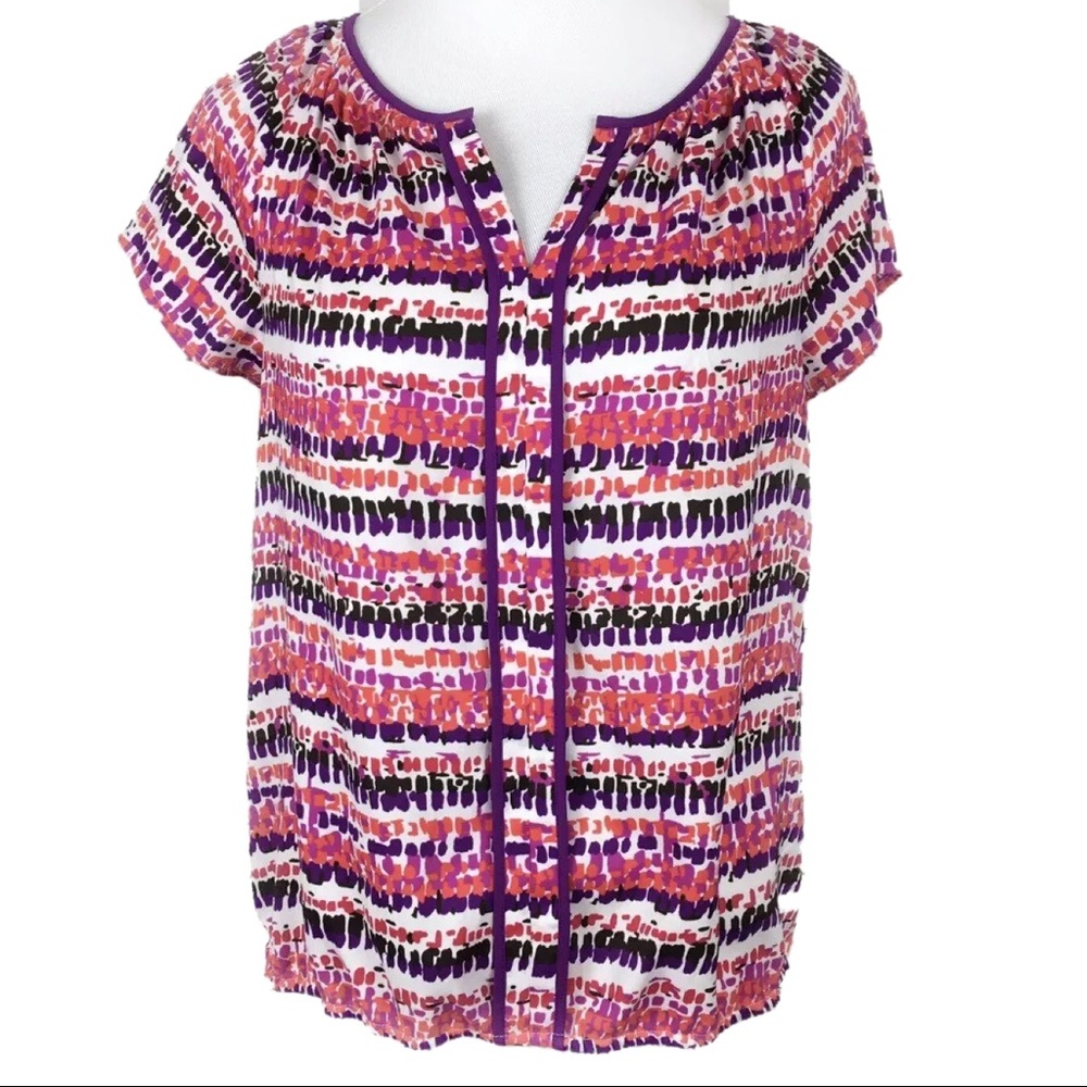 Ann Taylor Sz 2 Woman's Short Sleeve Abstract Top